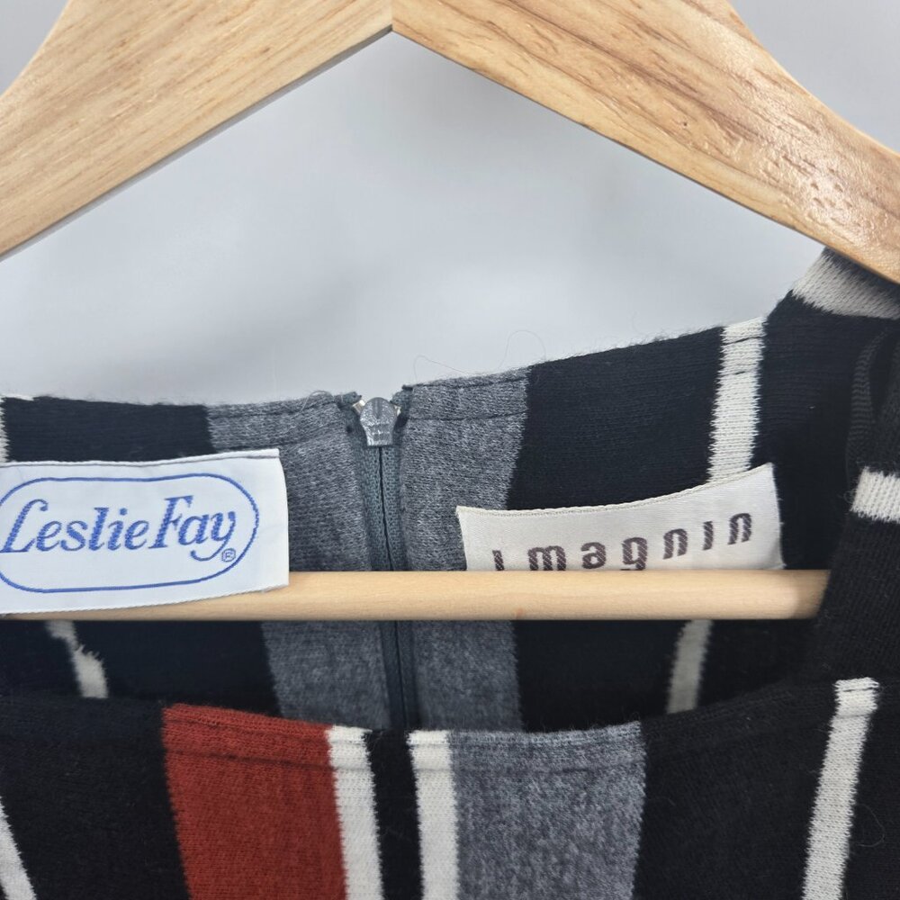 Vintage Leslie Fay X I. Magnin 80s Striped Sweater Dress Estimated Size Medium - Picture 14 of 15